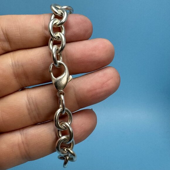 VTG Sterling Silver 925 Round Link Chain Bracelet Lobster Claw Clasp Size 7.5'' - Picture 5 of 9